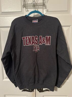 Hanes Charcoal Crewneck Sweatshirt with Maroon Texas A&M Logo